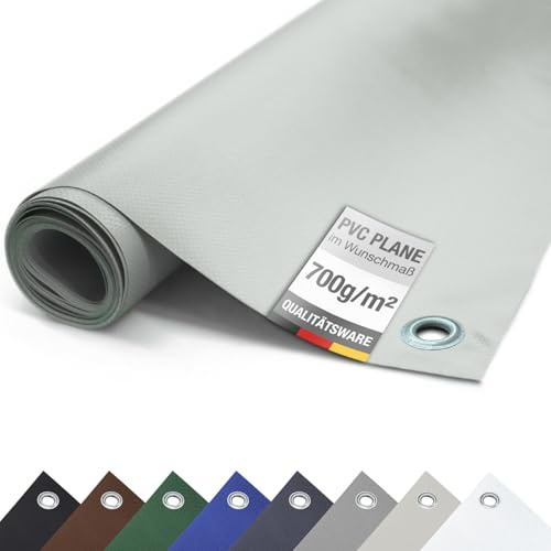 ANKO PLANEN Bâche en Tissu PVC 700 g/m² avec œillets Ronds galvanisés – bâche de Camion Mate, résistante aux UV et à la déchirure (Gris, 3 m x 2 m)