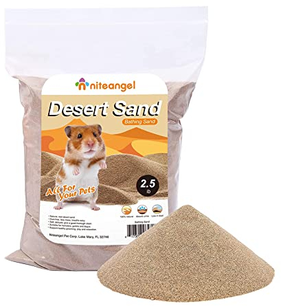 Niteangel Hamster Wüstenbad Sand | Staubfreier Badesand oder Streusand für Hamster, Chinchillas, Gerbils, Mäuse, Degus oder andere kleine Haustiere (1kg, Wüstensand)