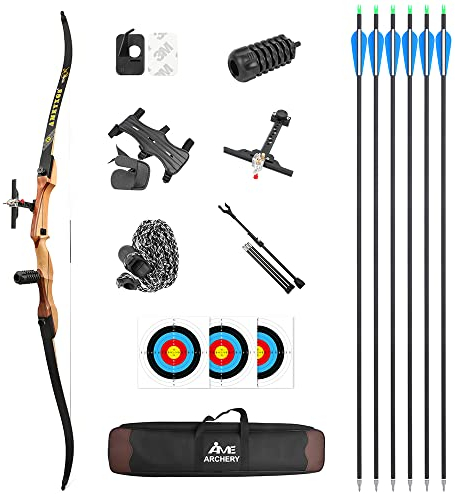 wolfman Recurvebogen Set Erwachsene 66/68/70 Zoll 12-40 lbs Recurve Bogen Set Praxis Bogen Jagdbogen für Bogenschießen Halle Schießen Wettkämpfe Übung Rechtshänder(Schwarz Typ B, 70/26Lbs)