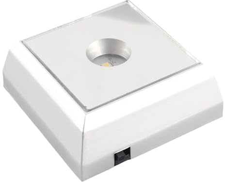 Betued Light Base For Crystal Art, Led Light Base, Lighted Base For Glass Art LED Lamp Base Stand Holder for Crystal Acrylic Statue Display (#1 4 LEDs Battery Square white light)
