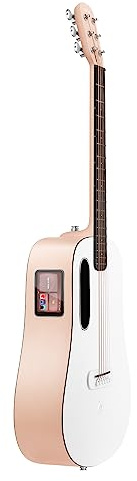 LAVA ME Play Guitares acoustiques électriques avec sac de transport idéal, guitare intelligente en fibre de carbone (91,4 cm, pêche clair et blanc givré)