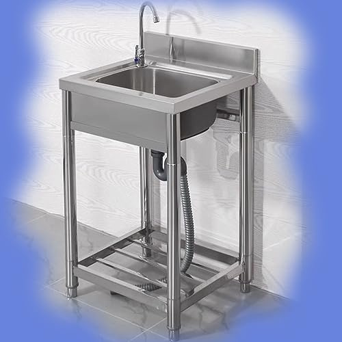 KADEUX Küche Gastronomie-Spüle Mobiles Spültisch Ausgussbecken Aus Edelstahl Spülbecken Mit Abtropffläche, Einzelbecken, Handwaschbecken Spüle -Leicht Zu Installieren (Color : Single Cold)