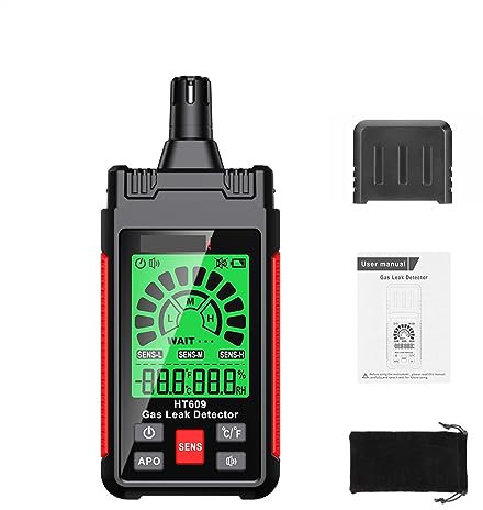 HT609 Gas Leak Detector Combustible Gas Leak Tester Gas Analyzer With Audible & Visual Alarm Natural Methane Gas Detector