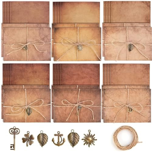 Set di Cancelleria Vintage - 12 Insiemi di Carta da Lettere E Buste, Lettera Antica, Kit per Scrivere (5 Stili)