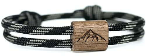 KOMIMAR Holz Surfer Armband Bergsteiger in vielen Farben - Glücksbringer - Geschenkidee - Treibholz Gravurarmband - Bergsteiger