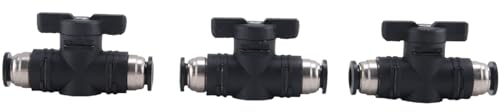 Osmond 8 mm Druckverbindungsventil, Kugelhahn, 8 mm Luftstromregelventil, Schnellverbindungsventil, Schlauchverschraubungen, 3 Stück, einfach zu bedienen