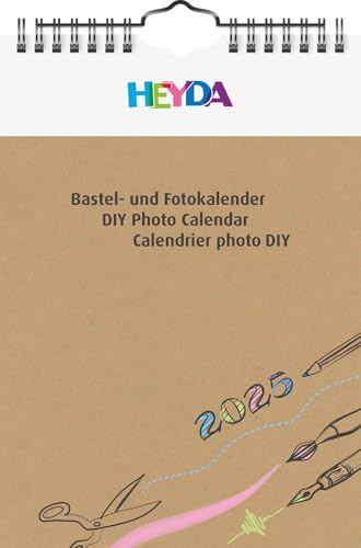 Heyda Hantverk och fotokalender årsbunden (2025), 1 ark = 1 månad, A5, natur