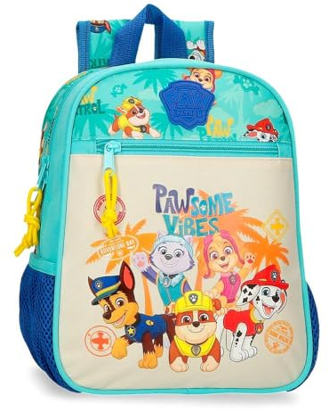 Paw Patrol Joumma Pawsome Vibes Schulrucksack, Kinderrucksack, aus Polyester, mehrere Fächer, breite und verstellbare Träger, blau, Rucksack 28