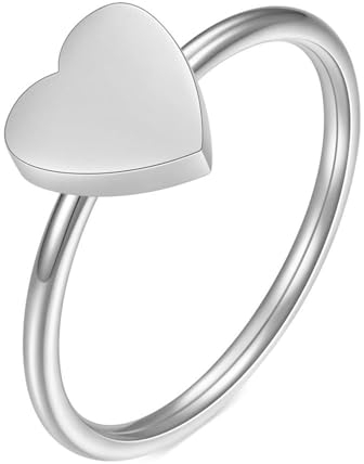 Beydodo Ringe Edelstahl Silber, Damen Ring Personalisiert Herz Glänzend Freundschaftsringe Frauen Ringe Nickelfrei Gr.62 (19.7)