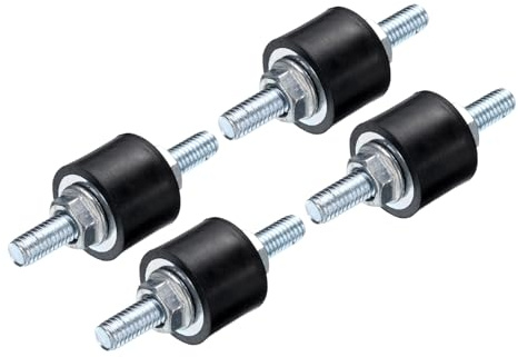 QUARKZMAN 4 Stück M6x18mm Gummipuffer mit Gewindebolzen 20x15mm Gummifüße | Gummidämpfer, Anschlagpuffer, Schwingungsdämpfer, Männlich Weiblich, Klimaanlage, mit 8 Stück M6 Sicherungsmuttern