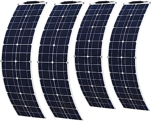 Kit de Panel Solar, Panel Solar Flexible 200w 400w Paneles solares monocristalinos Estrechos Impermeables 12v 24v para Camping/Coche/generador, 4x200W