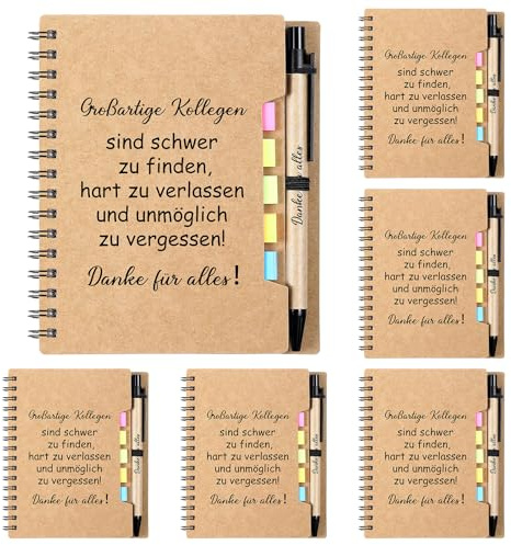 BBTO 6 Sets Abschiedsgeschenke für Kollegen Ruhestand Jobwechsel Kollegen Spirale Notizblock Haftnotizen Kugelschreiber Danke für Alles Kleine Danke Geschenke Mitarbeiter Geschenk Weihnachten