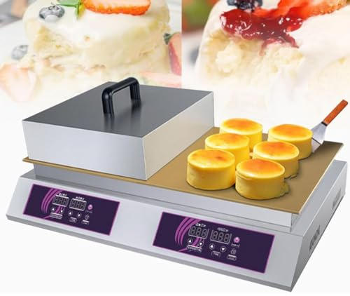 PASPRT Macchina per Pancake Commerciale, Macchina per soufflé elettrica, Macchina per Fare Muffin Dorayaki Baker, con Piastra riscaldante in Rame da 8 mm e Temperatura (Doublehead)