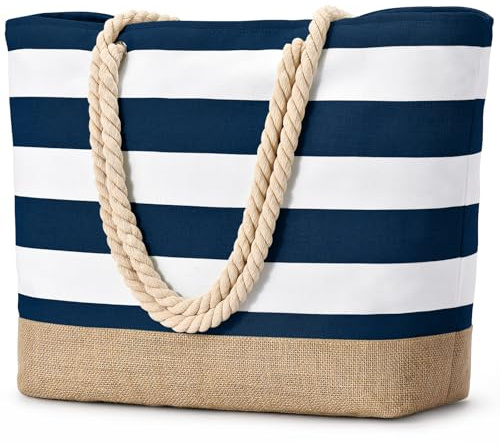 oscaurt Große Strandtasche, Tragetaschen für Damen, wasserdicht, Strandtasche mit Reißverschluss, Reisetasche, Urlaubs-Essentials, Schultertasche für Fitnessstudio, Pool, Geschenke für Frauen