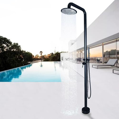 Douche de jardin extérieure autoportante, douche de piscine debout, colonne de douche de jardin verticale en acier inoxydable avec pomme de douche pivotante,kit de douche extérieure for jardin,piscine