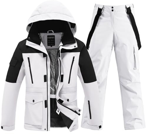 HOTIAN Ensemble veste et pantalon de ski pour homme Combinaison de neige chaude Imperméable Coupe-vent