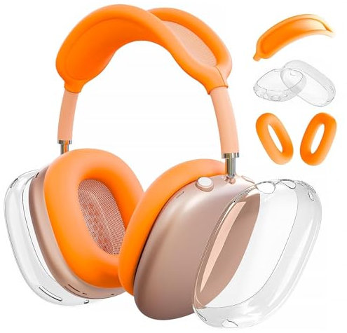 Woyinger Custodia in silicone per AirPods Max (2024/2020), morbidi padiglioni auricolari e copertura per archetto, accessori trasparenti