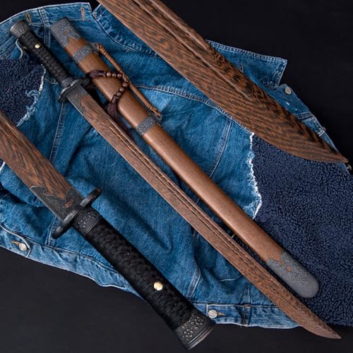 HJHUUA 101 cm Lange Samurai-Schwerter aus natürlichem Rosenholz,hölzerne Katana,handgefertigtes Bokken für Geschenke,Dekorationen,Cosplay,Partys,Accessoires