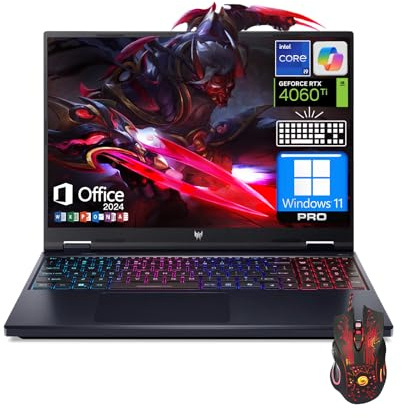 acer [2025 Updated Predator Helios Neo 16 Gaming Laptop, Intel Core i9-14900HX, NVIDIA GeForce RTX 4060, 16GB DDR5 RAM + 1TB SSD, 16 inch WUXGA IPS, WiFi 6E, Backlit, Windows 11 Pro - MS Office Pro