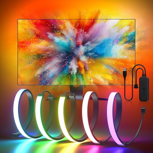 MIWATT Luce per monitor da gioco, retroilluminazione con effetto di sincronizzazione del colore dello schermo, per monitor da 27 a 32 pollici, compatibile con Windows