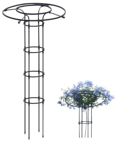 Treillis obélisque noir pour plantes grimpantes - Antirouille - Tour de jardin verticale - Pour extérieur et intérieur - Pour fleurs et légumes en pot - 180 cm