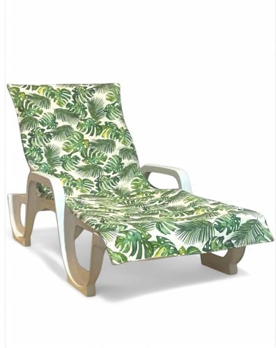 Cojín para Tumbona de Jardín, funda de tumbona Diseño Tropical, 194 x 67 x 1,5 cm, Desenfundable y Lavable con Reposacabezas, Verde (verde, pack1)