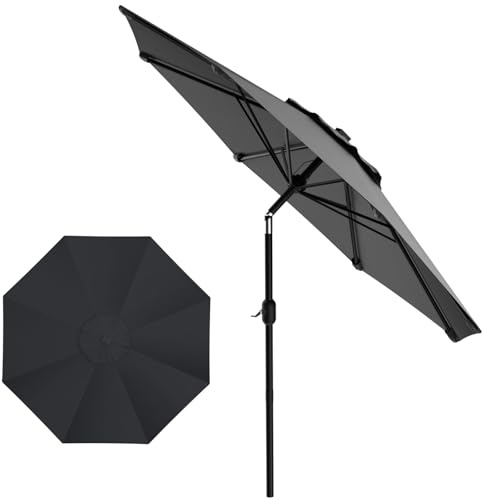 Kidsbuddy Parasol Inclinable 3M de Jardin Extérieur avec Manivelle, Protection UV, Polyester 180g/m², Hauteur Réglable pour Balcon, Jardin, Terrasse, Gris