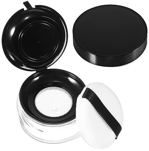 WRITWAA Contenedor de Polvo de Viaje Portátil Material Plástico Resistente y Esponja para Maquillaje Capacidad de 15g Adecuado para Compras y Vacaciones