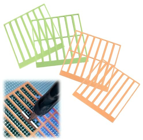 SoeUyd 4 Stück Diamond Painting Lineal, Lineal für Diamantkunst, Diamond Paintings Ruler Schablone, Diamond Pasted Drawing Mesh Lineal für Vollständige oder Teilweise Diamant-Leinwand-Kits