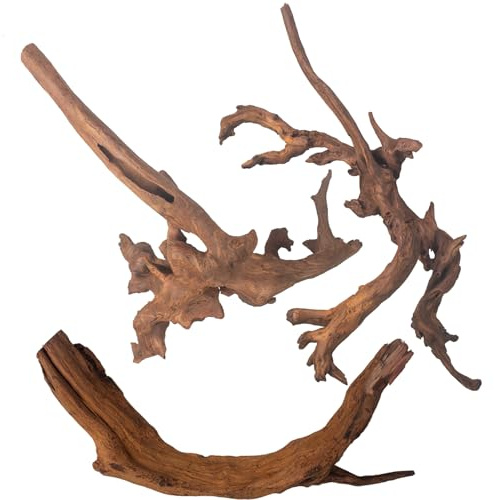 emours Mopani akvarium drivved, akvarium aquascape trä för räkor och betta, även för terrarier och reptiler, blandade grenar, 3-pack (medium (30–40 cm)