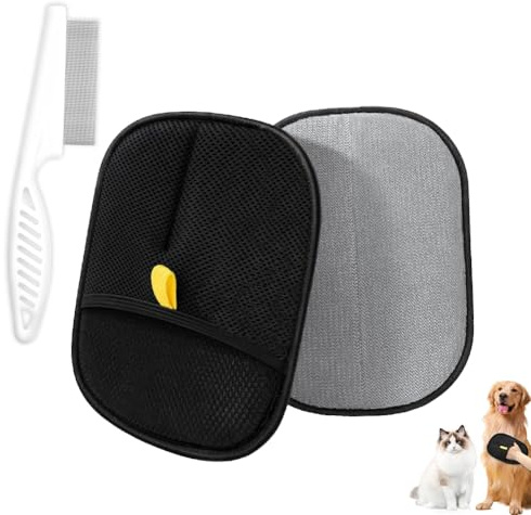 Pet Hair Removal Glove, 2pcs Electrostatic Pet Hair Remover Glove Mitt & Dog Grooming, with Brushes, Double Sided Reusable for Washing, Deshedding, Grooming Cats, Furniture, Clothes, Sofas,