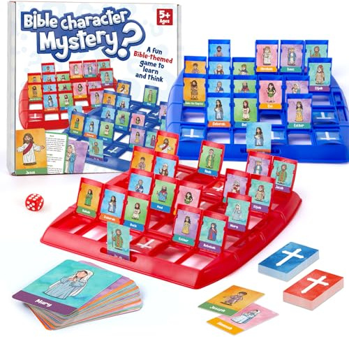 Quilinz Bible Character Mystery Game, Who I Am Board Games for Kids, 2 Players Logic Deduction Christian Games with 24 Holy Bible Characters, Classic Guessing Games for Families Night and Gifts