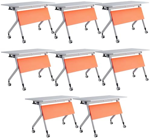 Mobiler Klapptisch, 140 cm Konferenztisch mit Rollen, Klapptischplatte, inklusive 8 Stühlen für Bürobesprechungen und Schulungsräume, platzsparend