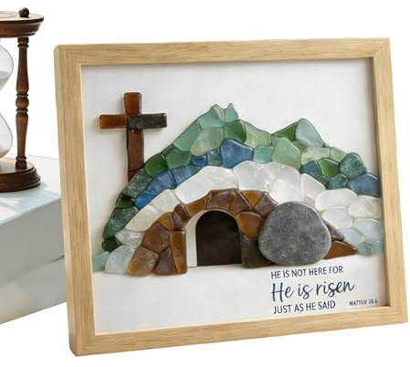 Easter Empty Tomb Picture Frames, Empty Tomb Easter Scene Picture For Christian Decoration, He Is Risen Resurrection Scene For Religious Display