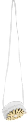 Lurrose Monedero Bandolera Infantil de PU Blanco Diseño de Margaritas, Bolso Pequeño para Niñas, Cruzado y Ligero para Escuela, Viajes y Uso Diario
