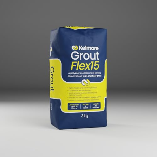Kelmore Coloured Grout Flexible Grout for Walls, Floors - Choice of 17 Colours (Dark Grey, 10kg)