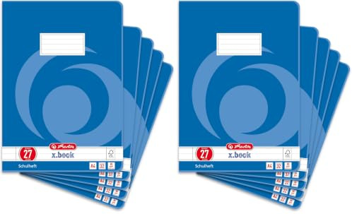 Herlitz Schulheft x.book A4, liniert, Lineatur 27, 32 Blatt, 5 Stück (Packung mit 2)