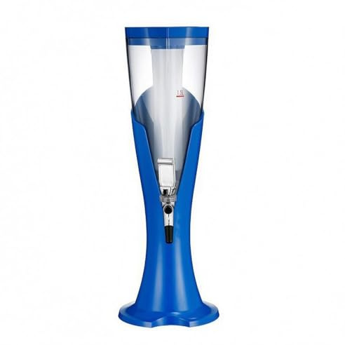 HuadaXtai Distributeur de Bière Colonne Tireuse Fontaine Pichet avec Réfrigération par Colonne de Glace et Led Nettoyage Facile Démontable 51cm 15L Adapté aux, Bleu, Bleu