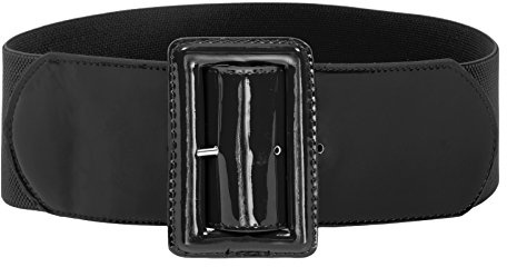Women's Wide Patent Leather Fashion Belt Black,Large