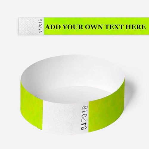 Wristbands 100 Pack Custom Printed Tyvek Customisable Festival Wrist Bands for Events. Personalised Paper Identity Bracelet for Party, VIP, Security, School