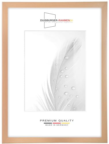 Marco de fotos DR24 50x75 (Haya) hecho a medida, marco de madera de MDF de 35 mm de ancho que incluye cristal artificial antirreflectante, pared trasera estable, pasadores y perchas