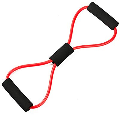 VOANZO 2pcs Yoga Gym Fitness Resistance 8 Wort Brust Expander Gummischlauch Pull Rope Workout Muskelelastische Bänder für Sportübungen (rot)