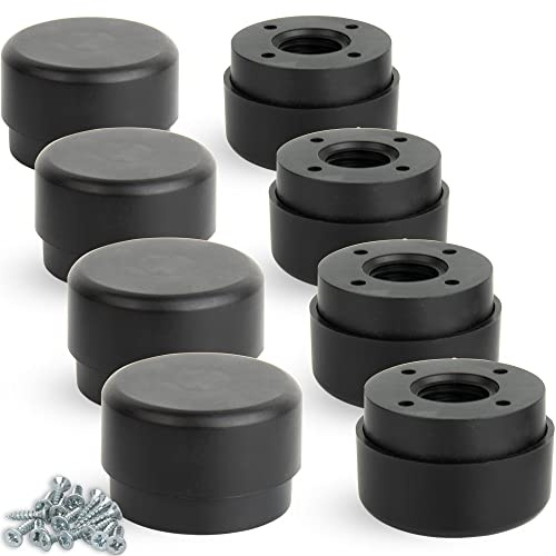 F!XBL Möbelfüße verstellbar Füße für Möbel Ø 55 mm Möbelerhöhung 23-35 mm hoch 8er Set Möbelbeine Rund Schwarz