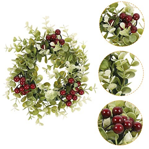 YARNOW 2stücke Kerzenringe Dekorative Blumenkränze Für Tisch Party Kunstblumen-Halo Mit Beeren Blättern Für Stimmungsvolle Tischdekoration