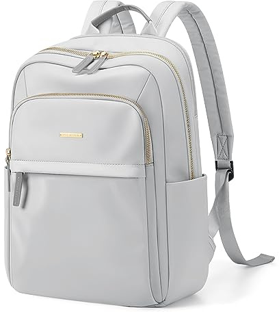 GOLF QUALITY Rucksack Damen, 14 Zoll Stylischer Schultasche Herren mit Laptopfach, Großer Reiserucksack Frauen Wasserabweisend für Universität Reisen Arbeit Business, Hellgrau