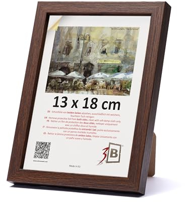 3-B MEGA - Cornice portafoto in legno marrone scuro (noce con venature ottiche), 13 x 18 cm