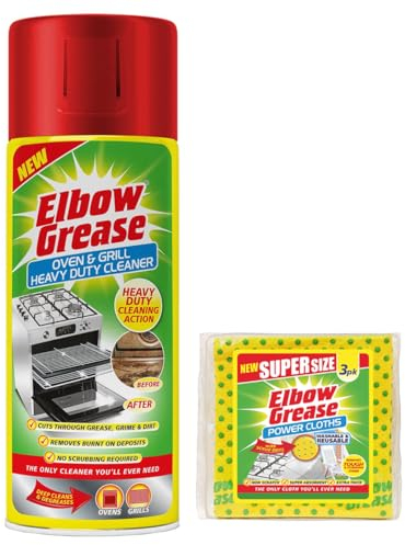 Elbow Grease Oven & Grill Heavy Duty Cleaner Spray (1X 400 ML)- Powerful Oven & Grill Deep Cleaner - with 1 Pack Elbow Grease Power Cloth