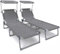 VOUNOT 2er Set Sonnenliege Klappbar, Gartenliege Strandliege mit Sonnenschutz und Verstellbarer Rückenlehne, Liegestuhl für Garten, Pool, Terrasse, Grau