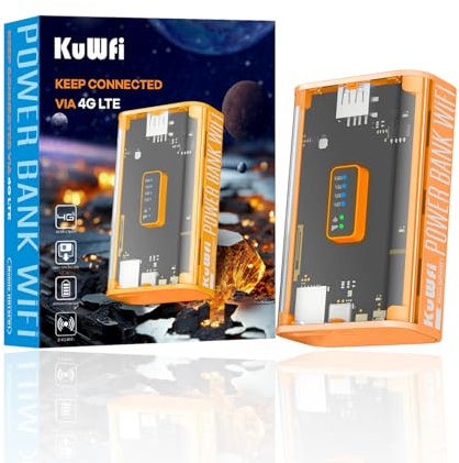 KuWFi 4G Power Bank Portable Travel WiFi, 4G WiFi Hotspot SIM Card Slot,150Mbps Mobile WiFi Hotspot Dongle, 5200mAh Battery for 24 Hours, Mobile WiFi Router Support 10 User Travel WiFi/Home/Business