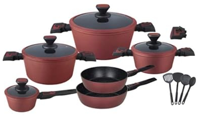 BAVARIA BATTERIA PIETRA 24PZ ROSSE ADATTA SU TUTTI PIANI DI COTTURA